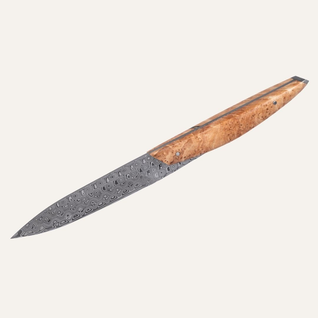 Carène knife - Grenadilla ebony handle - VG10 Japanese steel blade - Brushed finish
