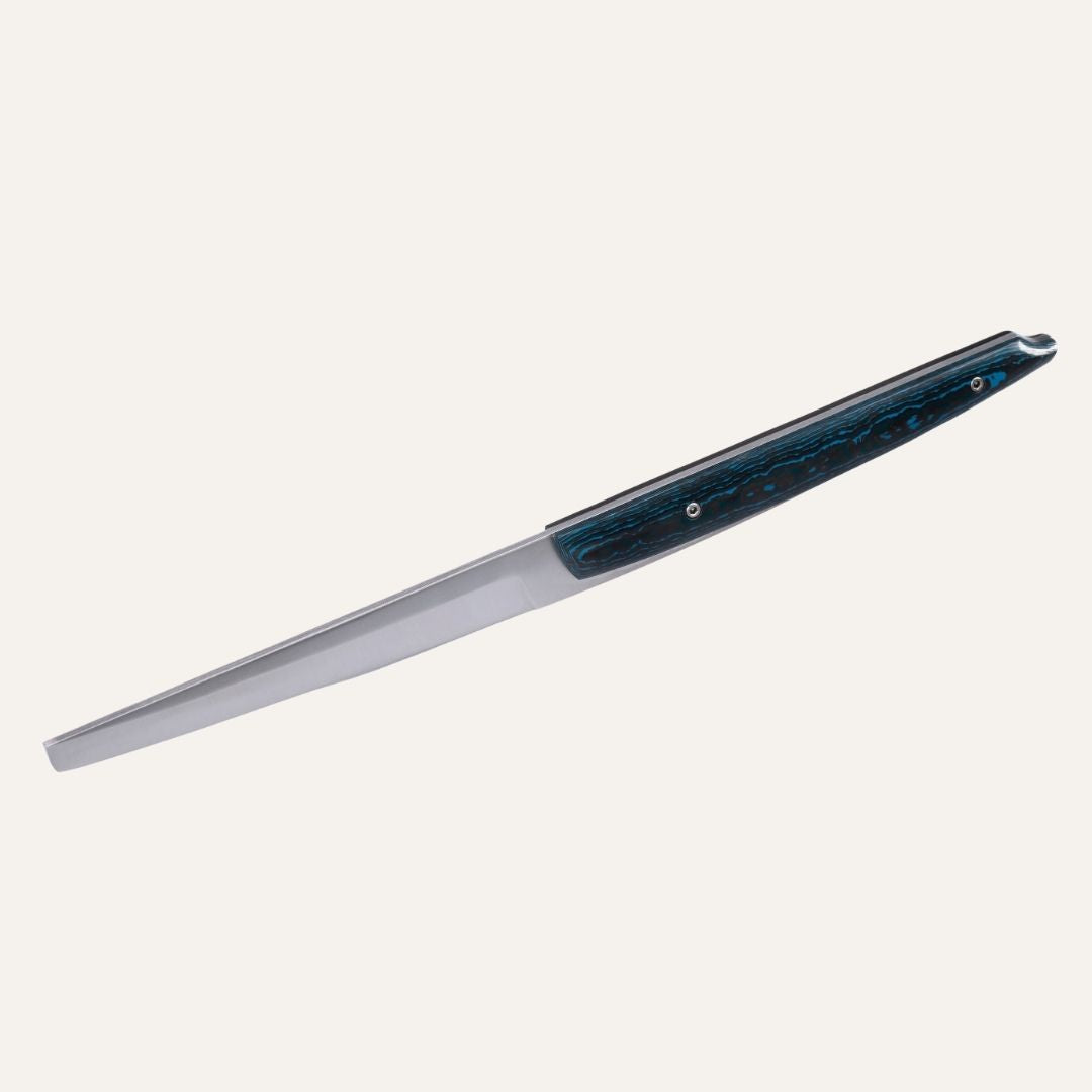 Code 0 knife - straight table knife - inspired by the Code 0 boat from the French shipyard Black Pepper - 14C28 stainless steel blade with brushed finish