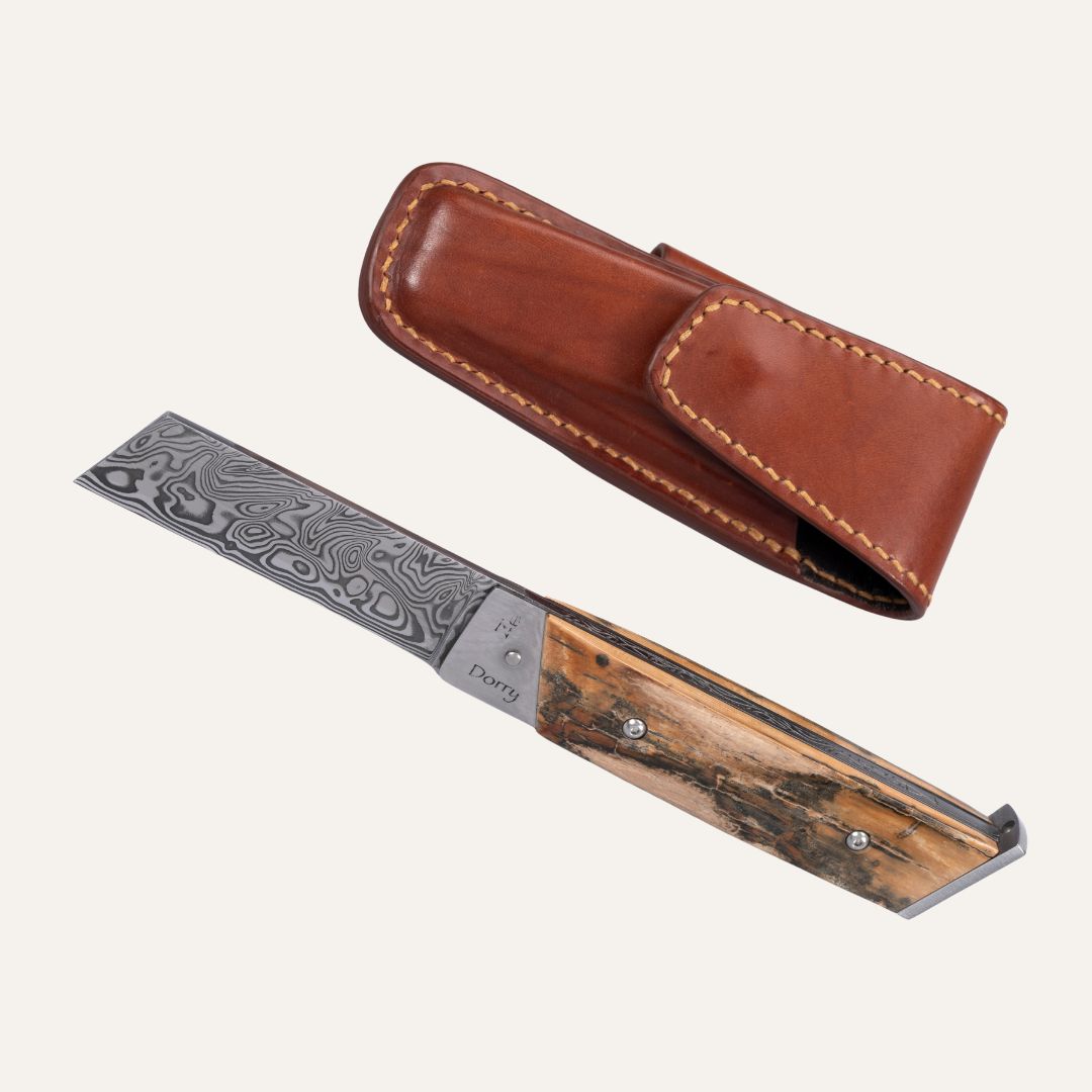 Couteau Dorry - Manche ivoire fossile de Mammouth - Lame Damas Inox Vinland