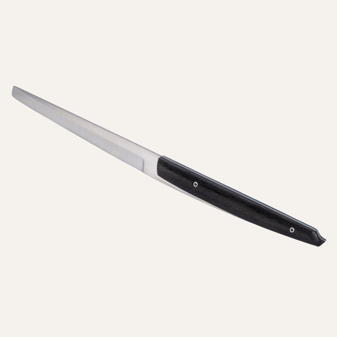 Couteau Code 0 - couteau droit pour la table - inspiré du bateau Code 0 du chantier français black Pepper - lame acier inox 14C28 finition brossée - Manche micarta noir
