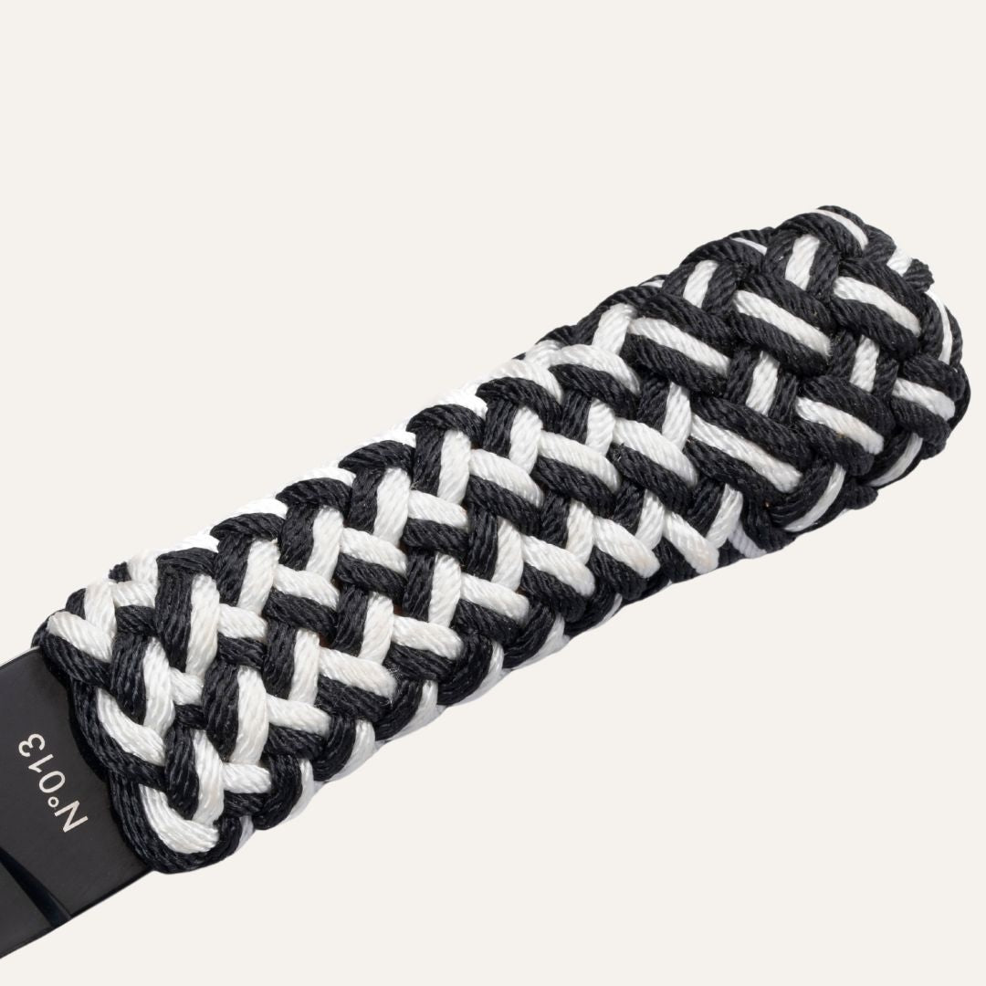 Callot knife - Two-tone black and white braided tuna line handle and 14C28 stainless steel blade with PVD treatment