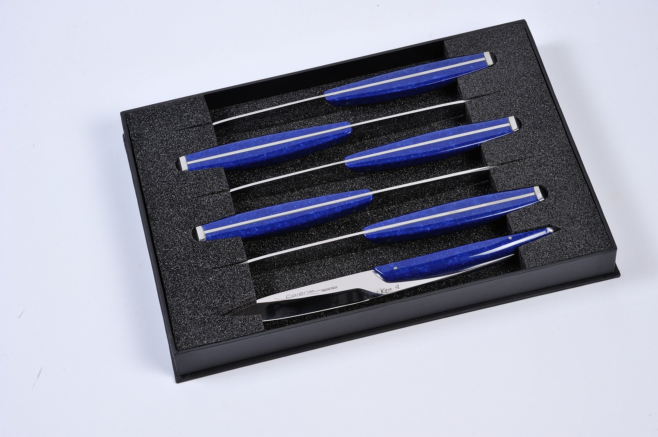 Coffret de 6 couteaux Carène, manche polyamide bleu — Neptunia